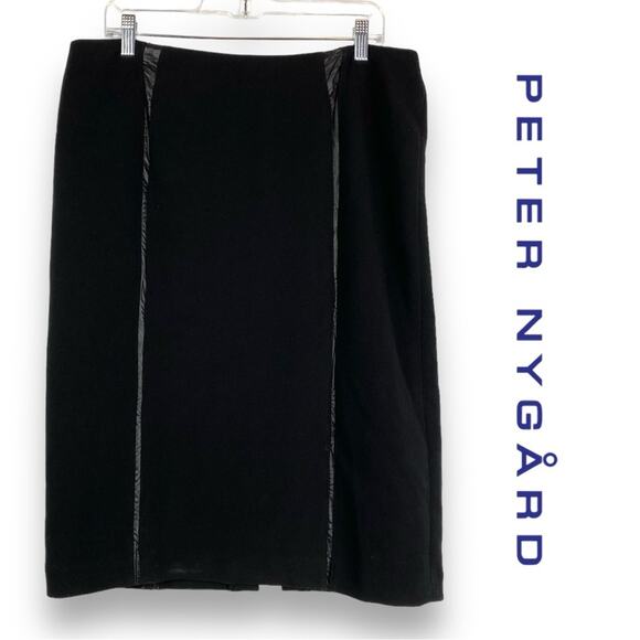Peter Nygard Dresses & Skirts - Peter Nygard Black Pencil Skirt Pleather Dart Accents Womens Size 14